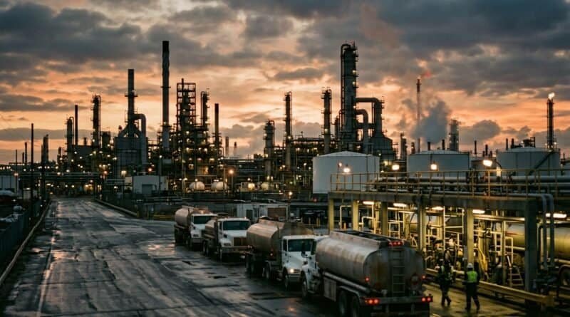 G7 oil release sees diesel tankers load fuel at refinery terminal