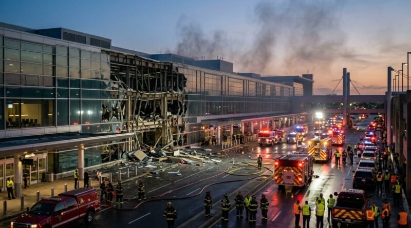 Emergency crews respond after Riyadh airport attack damages terminal